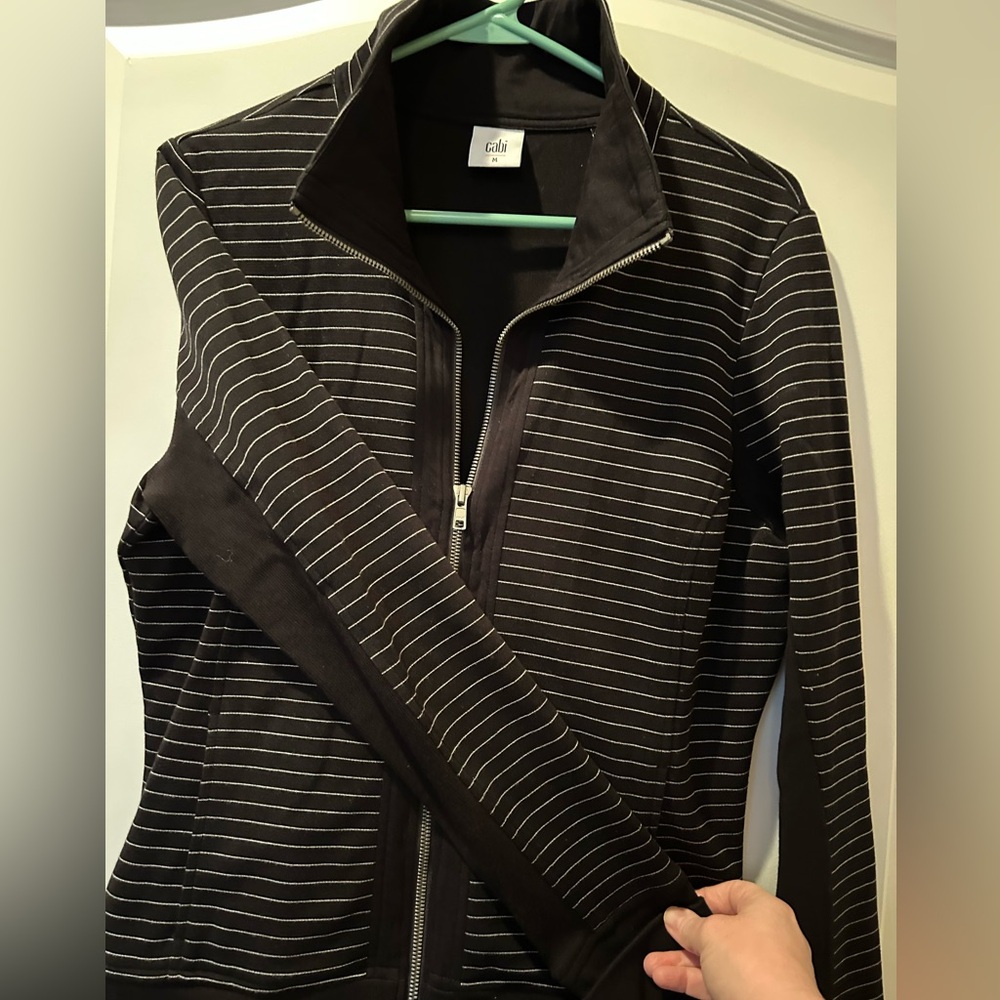 Cabi Black and White Striped Sprint Jacket Women’s Size Medium - Picture 2 of 5